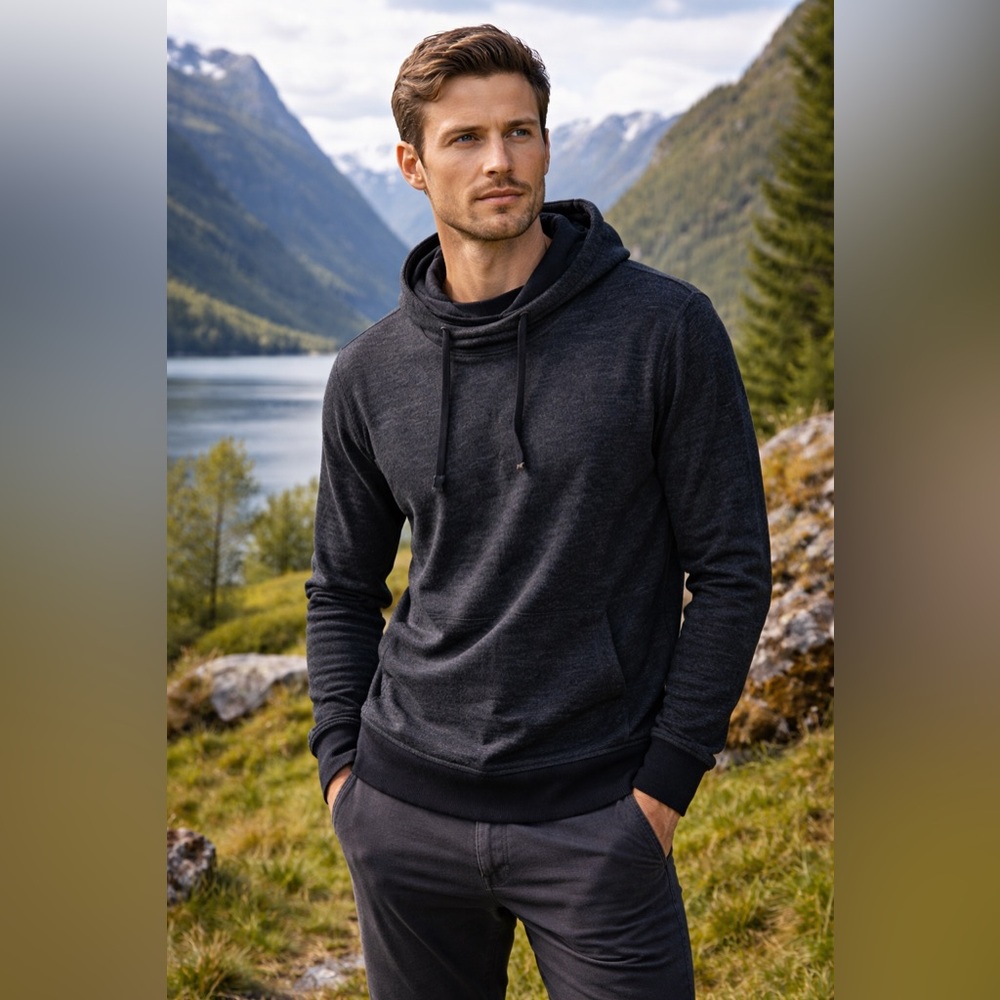 We Norwegians Tind Classic Merino Wool Hoodie XL Heathered Black Norway